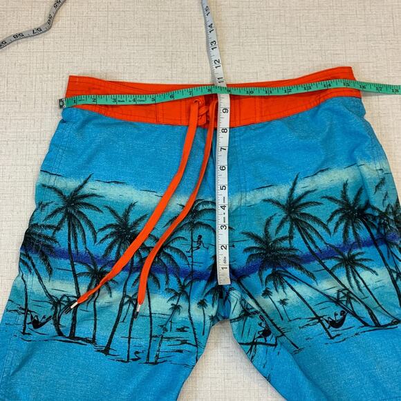 RVCA Board Shorts Mens 29 Dead Mans Bay Quick Dry Blue Floral Surfer Unlined - Picture 7 of 10